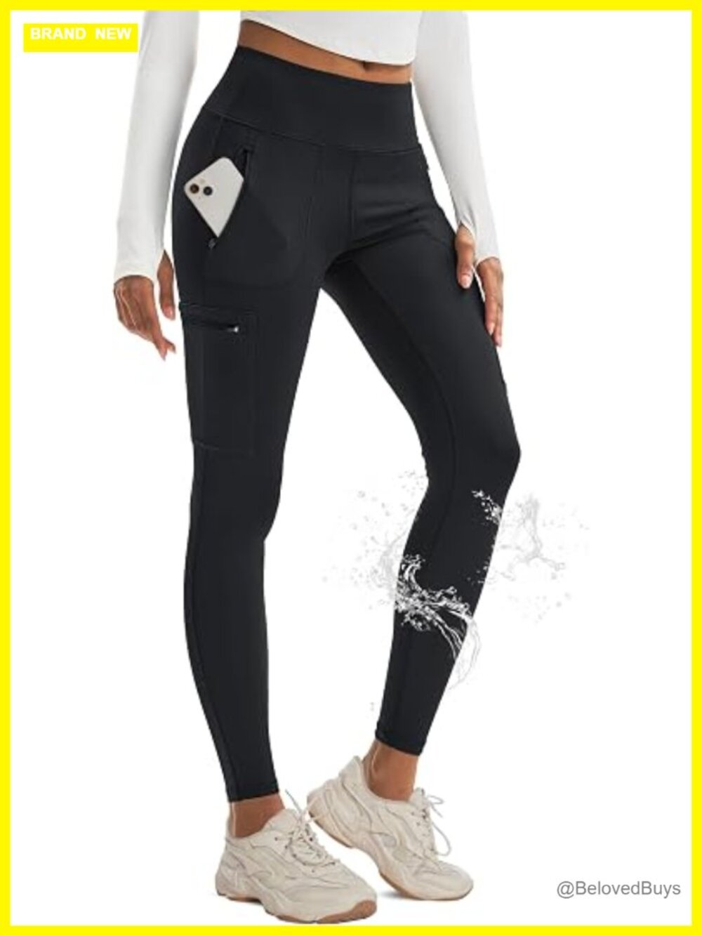 Hiking Leggings with 4 Zipper Pockets Water Resistant High Rise Cargo